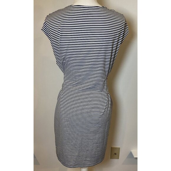 Vineyard Vines Dress Stretch Tie Waist Navy Blue White Stripe Small S - Picture 3 of 4